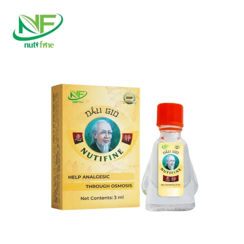 Dầu Gió Nutifine 3ml Hộp Vàng – Thùng 8 Lốc x 12 Chai GMP