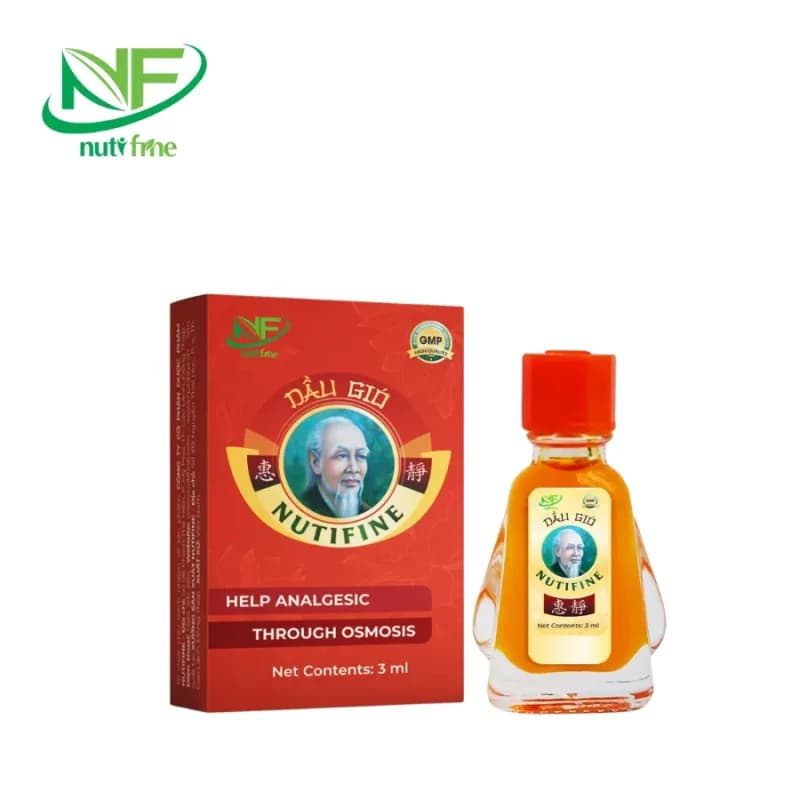 Dầu Gió Nutifine Hộp Đỏ 3ml – Thùng 8 Lốc x 12 Chai
