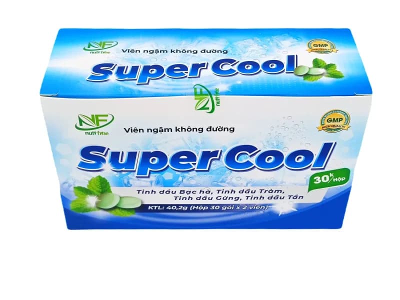 Viên Ngậm Super Cool Nutifine Không Đường Hộp 30 Gói Hỗ Trợ Ho